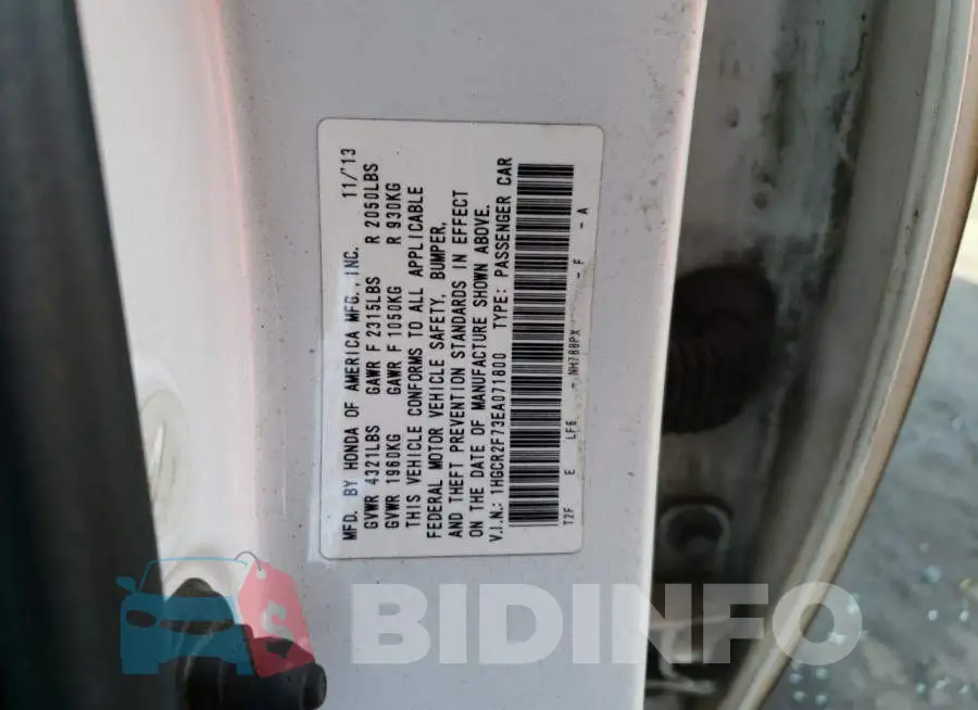 1HGCR2F73EA071800 Photo# 13
