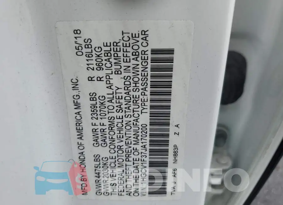 1HGCV1F37JA170200 Photo# 10