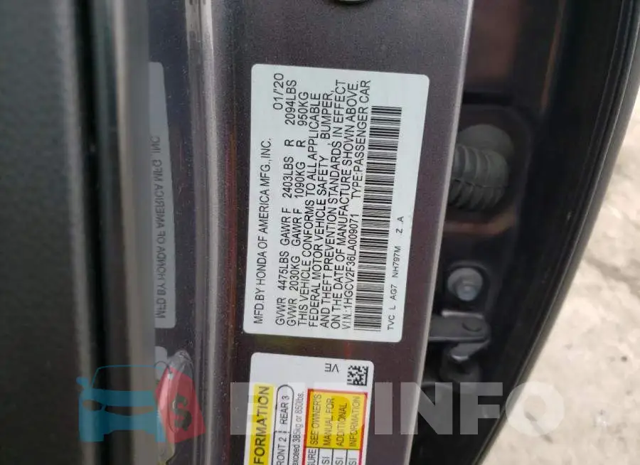 1HGCV2F36LA009071 Photo# 13