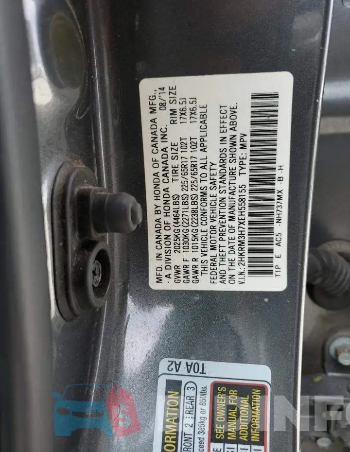 2HKRM3H7XEH558155 Photo# 10