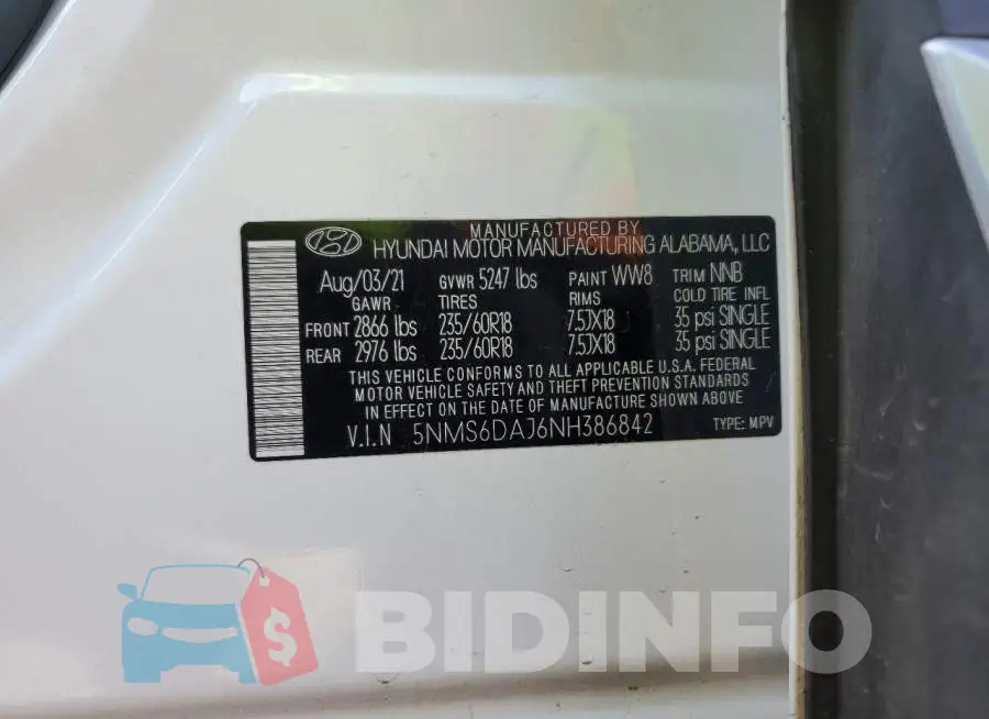 5NMS6DAJ6NH386842 Photo# 10