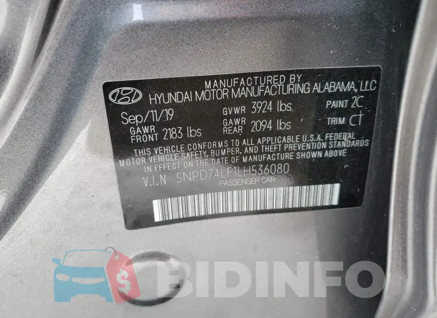 5NPD74LF1LH536080 Photo# 12
