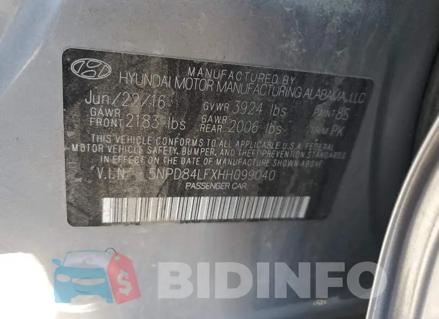5NPD84LFXHH099040 Photo# 12