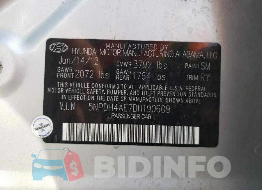 5NPDH4AE7DH190609 Photo# 10