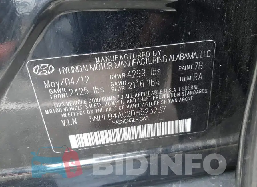 5NPEB4AC2DH523237 Photo# 12