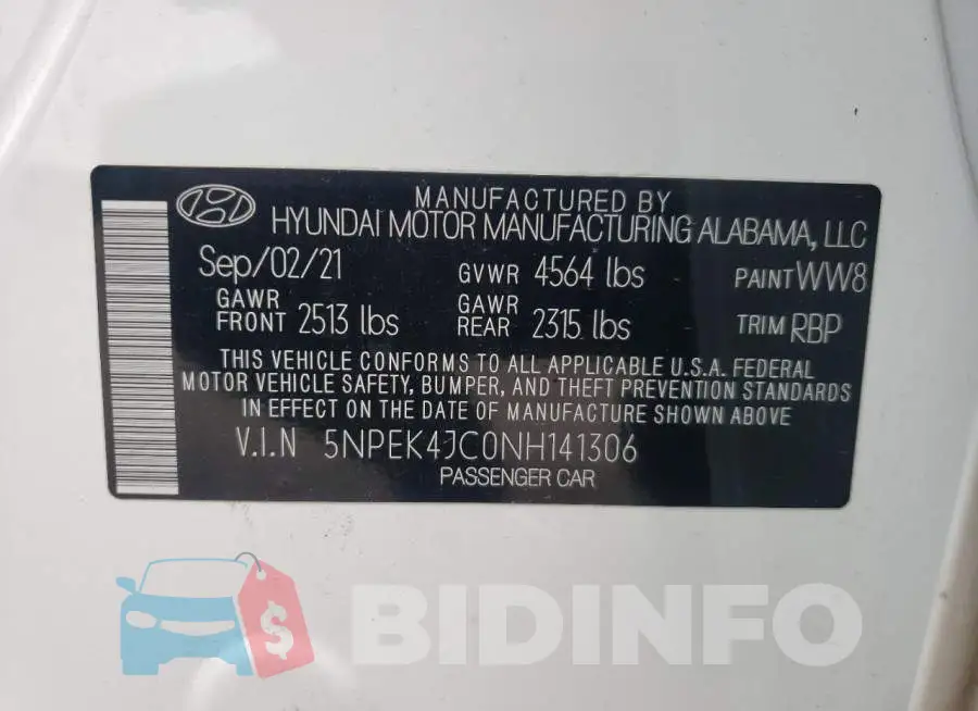 5NPEK4JC0NH141306 Photo# 12