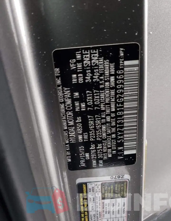 5XYZT3LB1FG299966 Photo# 14