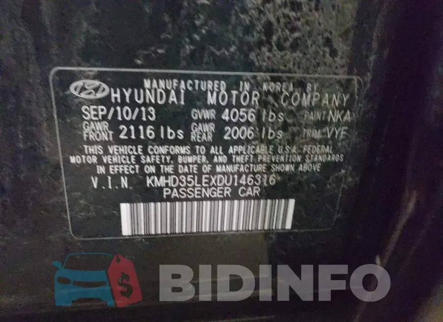 KMHD35LEXDU146316 Photo# 12