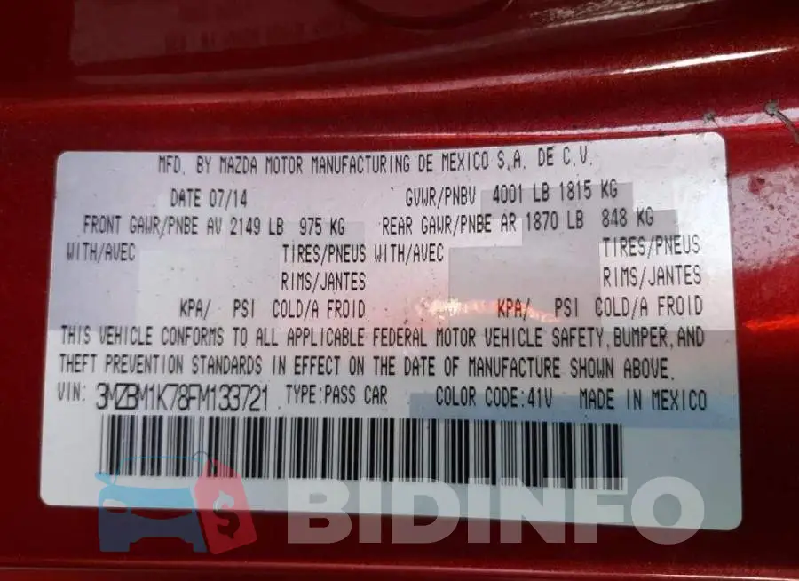3MZBM1K78FM133721 Photo# 13