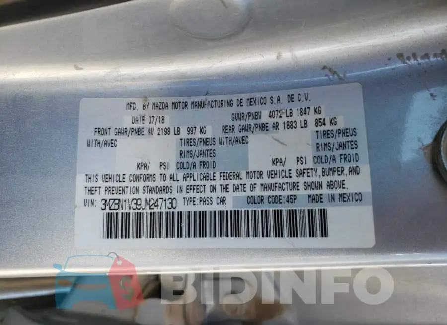 3MZBN1V39JM247130 Photo# 10
