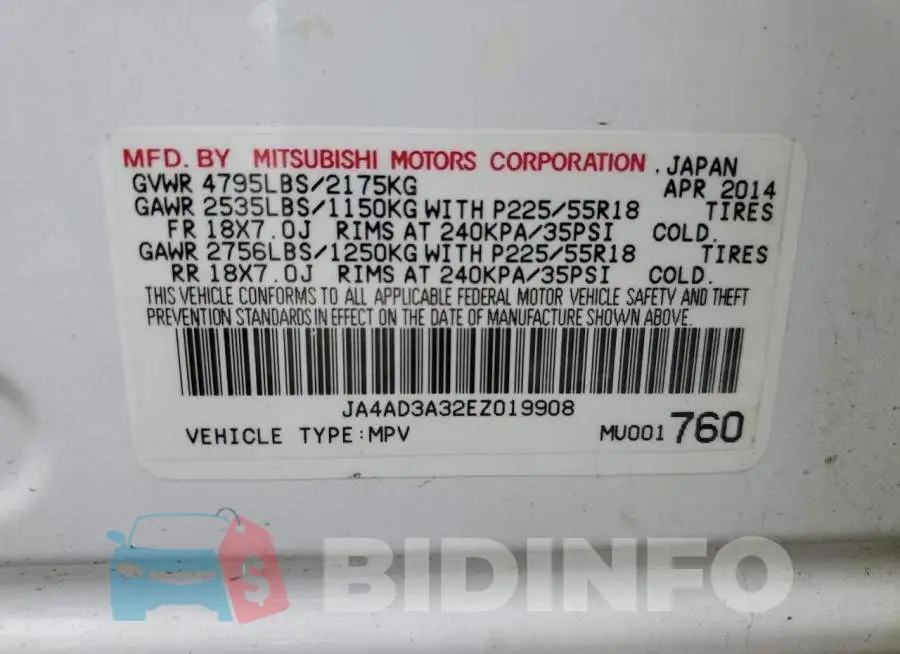 JA4AD3A32EZ019908 Photo# 13