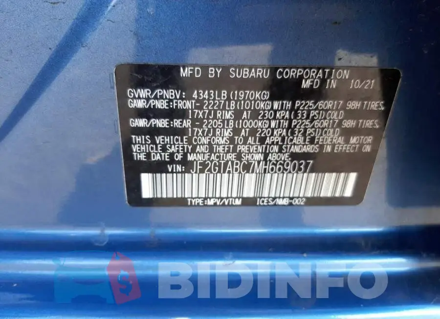 JF2GTABC7MH669037 Photo# 12