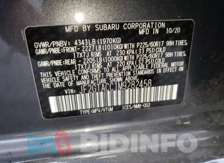 JF2GTACC1M9282458 Photo# 10