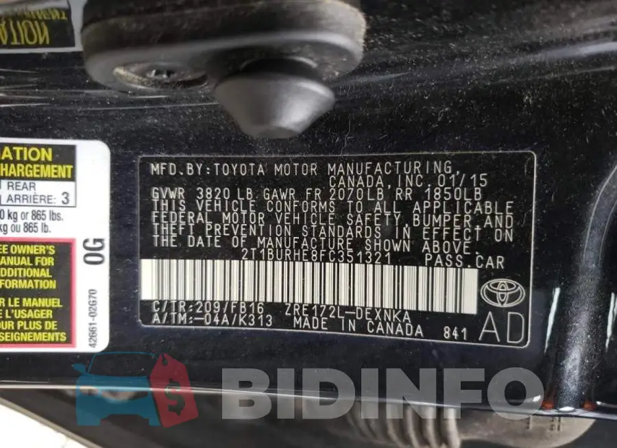 2T1BURHE8FC351321 Photo# 10