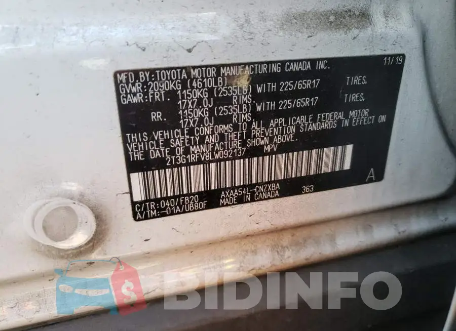 2T3G1RFV8LW092137 Photo# 10