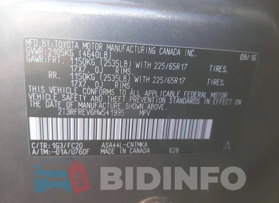 2T3RFREV6HW541995 Photo# 13