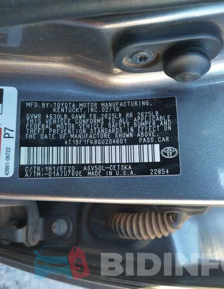 4T1BF1FK8GU204601 Photo# 13