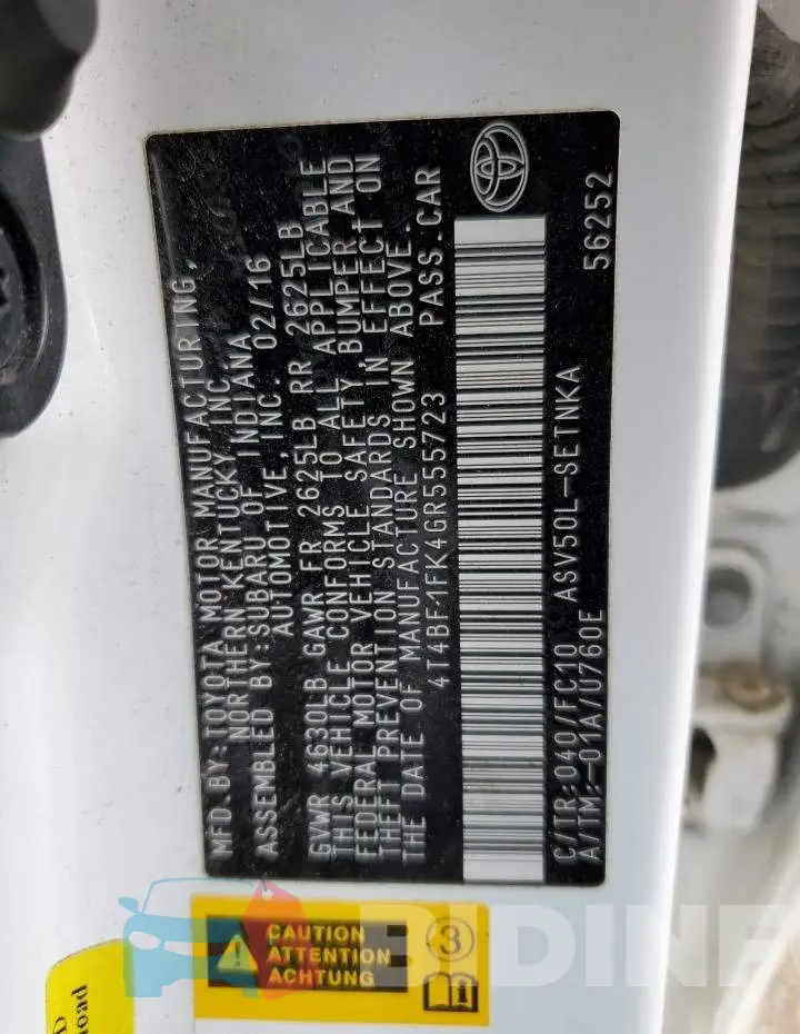 4T4BF1FK4GR555723 Photo# 10