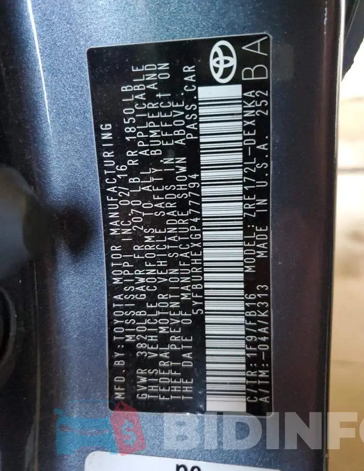 5YFBURHEXGP477794 Photo# 10
