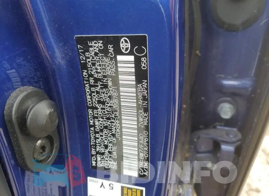 JTDKBRFU4J3587871 Photo# 12