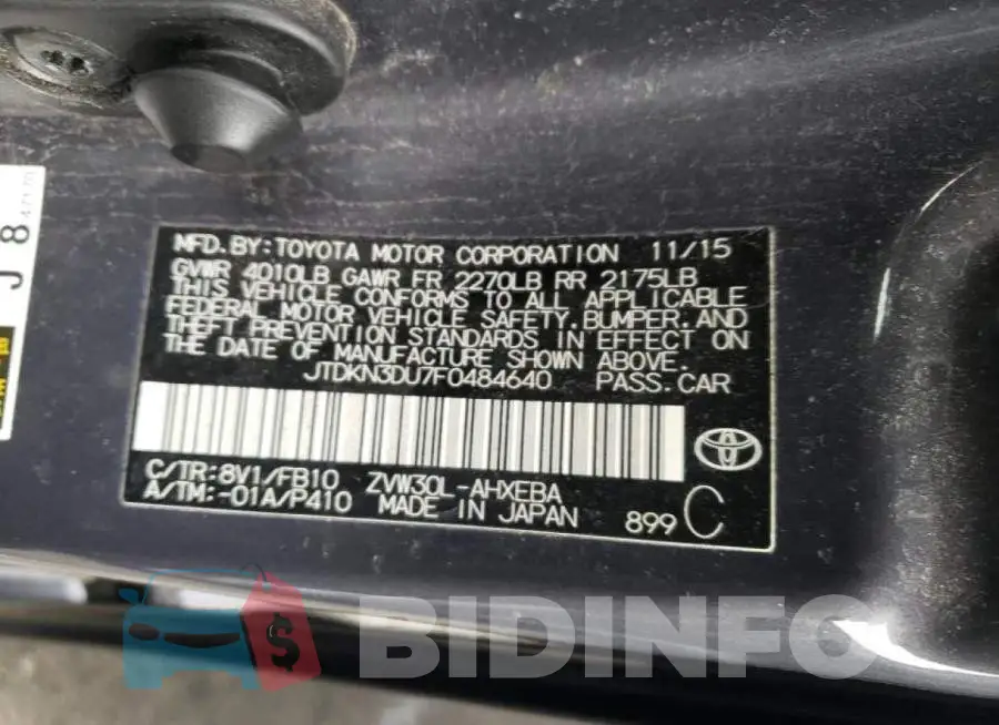 JTDKN3DU7F0484640 Photo# 12