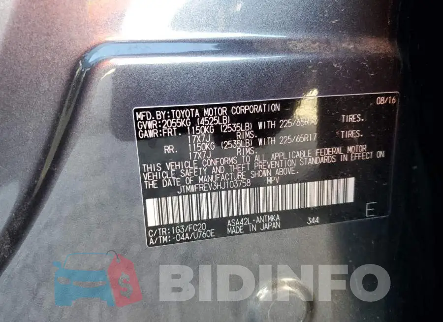 JTMWFREV3HJ103758 Photo# 10