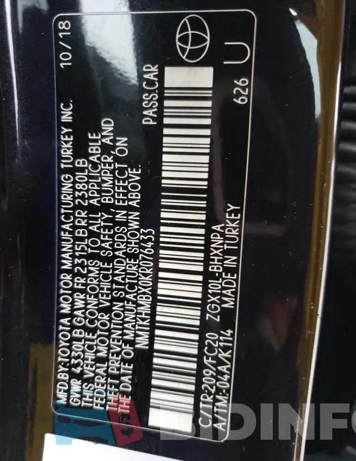 NMTKHMBX0KR076433 Photo# 12