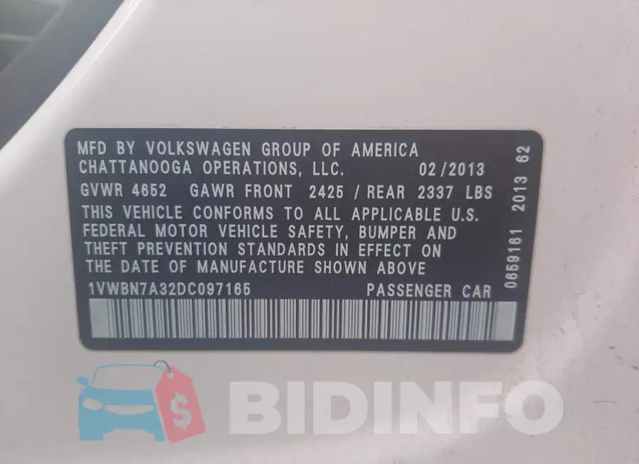 1VWBN7A32DC097165 Photo# 12