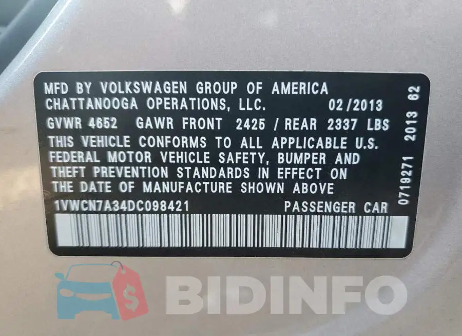 1VWCN7A34DC098421 Photo# 10