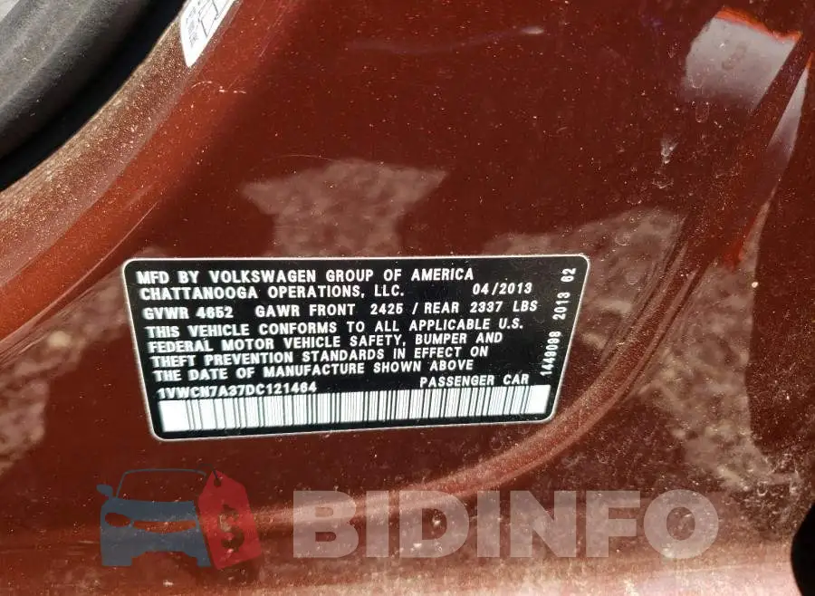 1VWCN7A37DC121464 Photo# 10