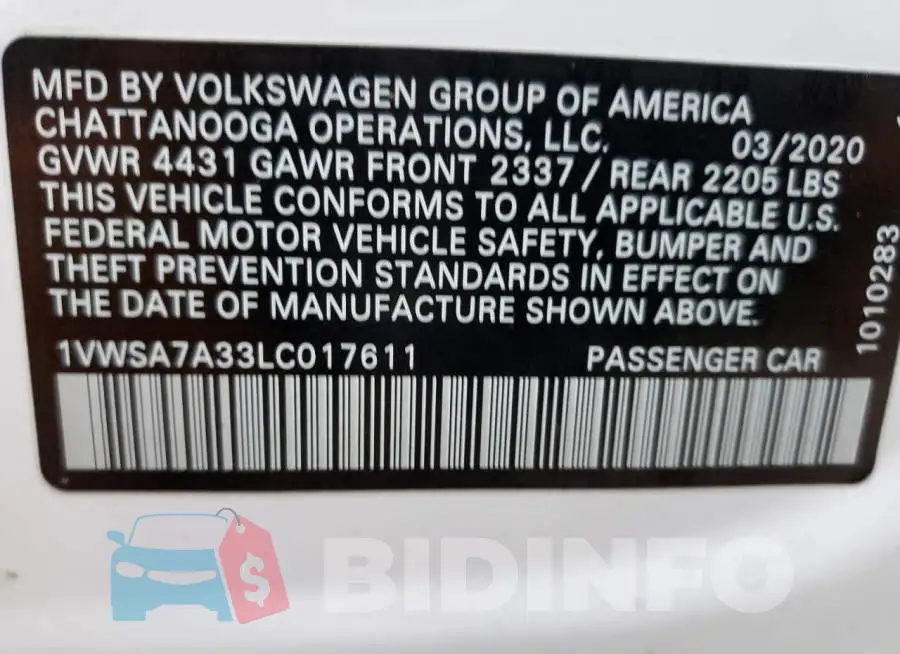 1VWSA7A33LC017611 Photo# 13