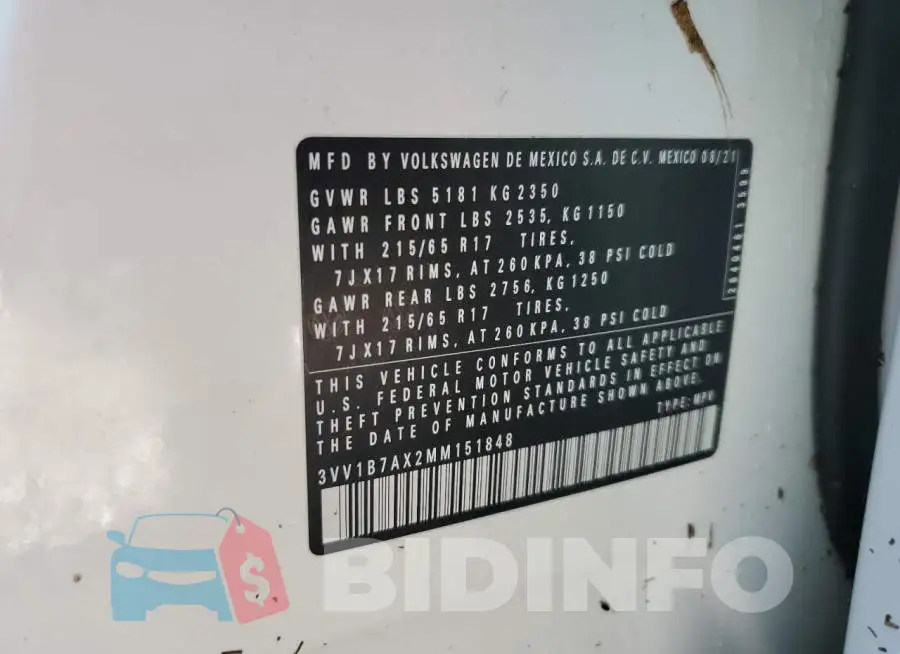 3VV1B7AX2MM151848 Photo# 10