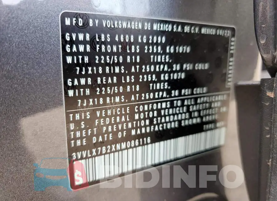 3VVLX7B2XNM086116 Photo# 10