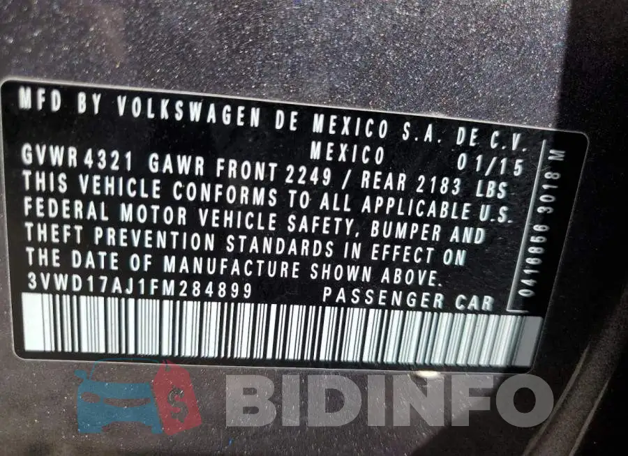 3VWD17AJ1FM284899 Photo# 10