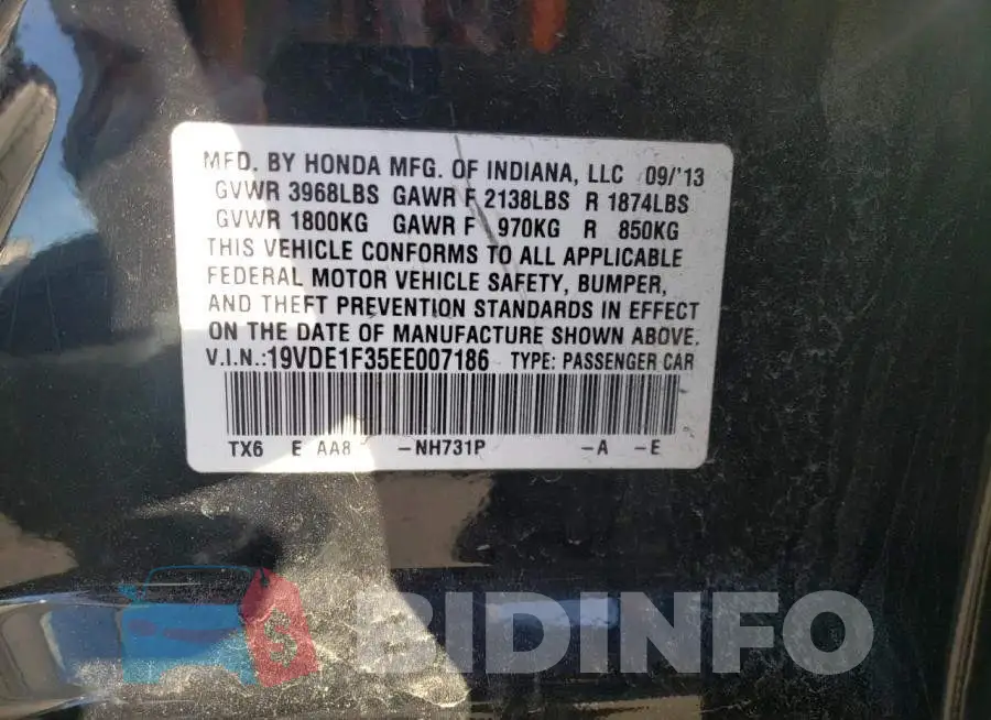 19VDE1F35EE007186 Photo# 12