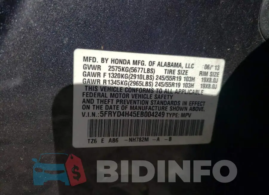 5FRYD4H45EB004249 Photo# 10