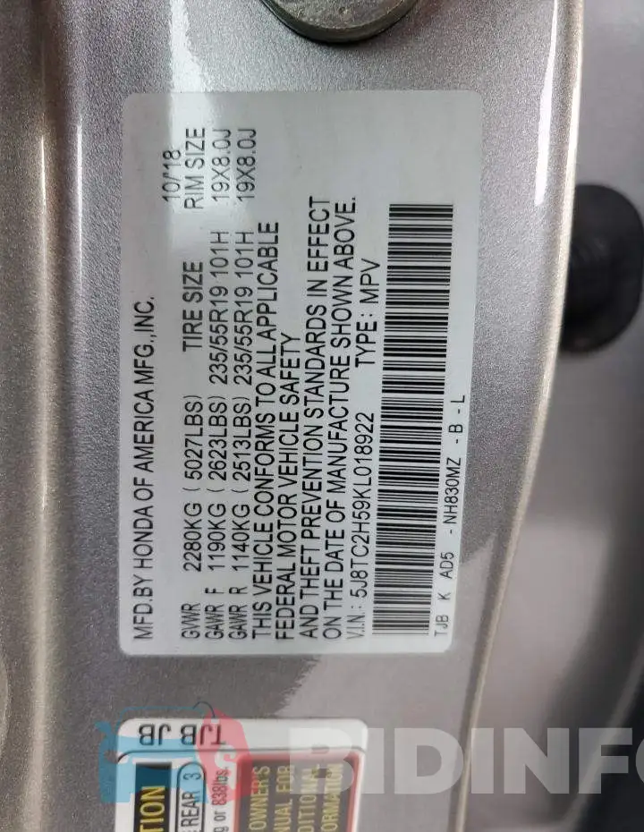 5J8TC2H59KL018922 Photo# 14