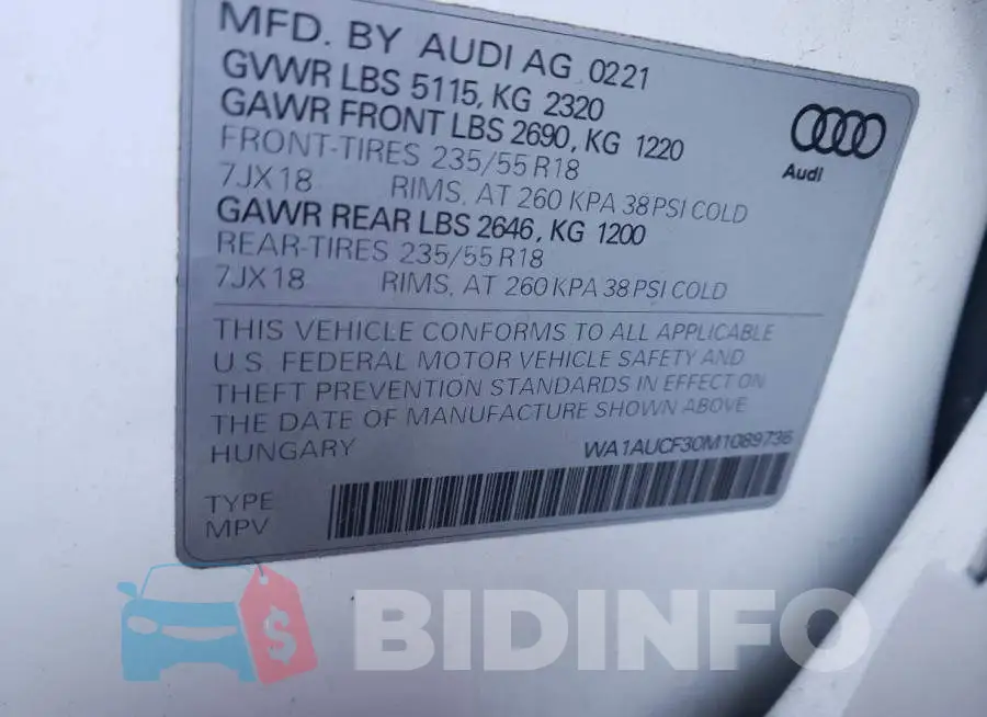 WA1AUCF30M1089736 Photo# 13
