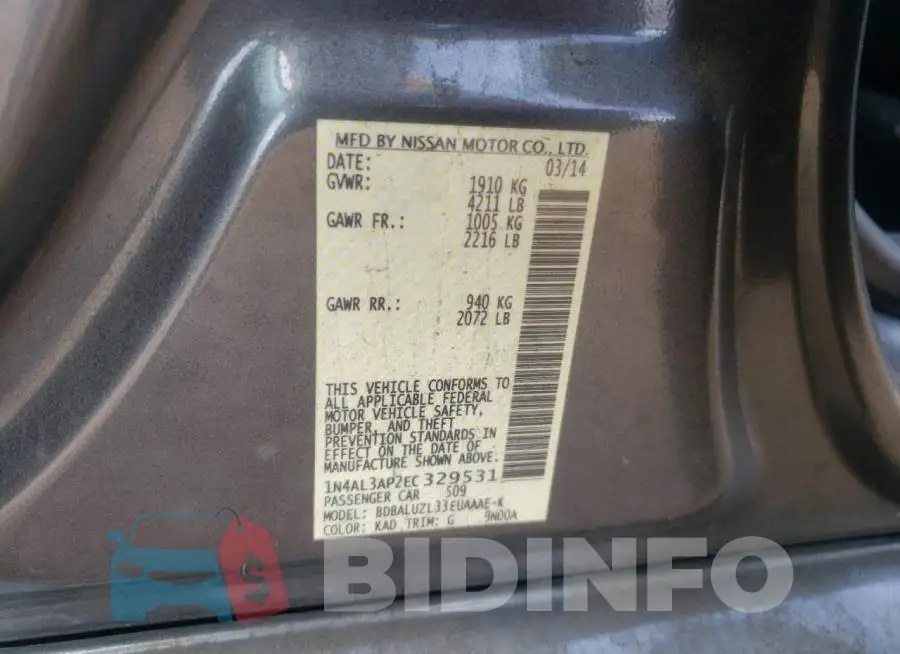 1N4AL3AP2EC329531 Photo# 10