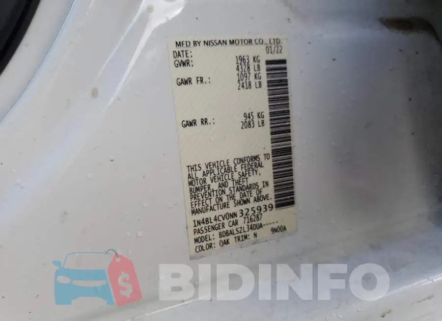 1N4BL4CV0NN325939 Photo# 10