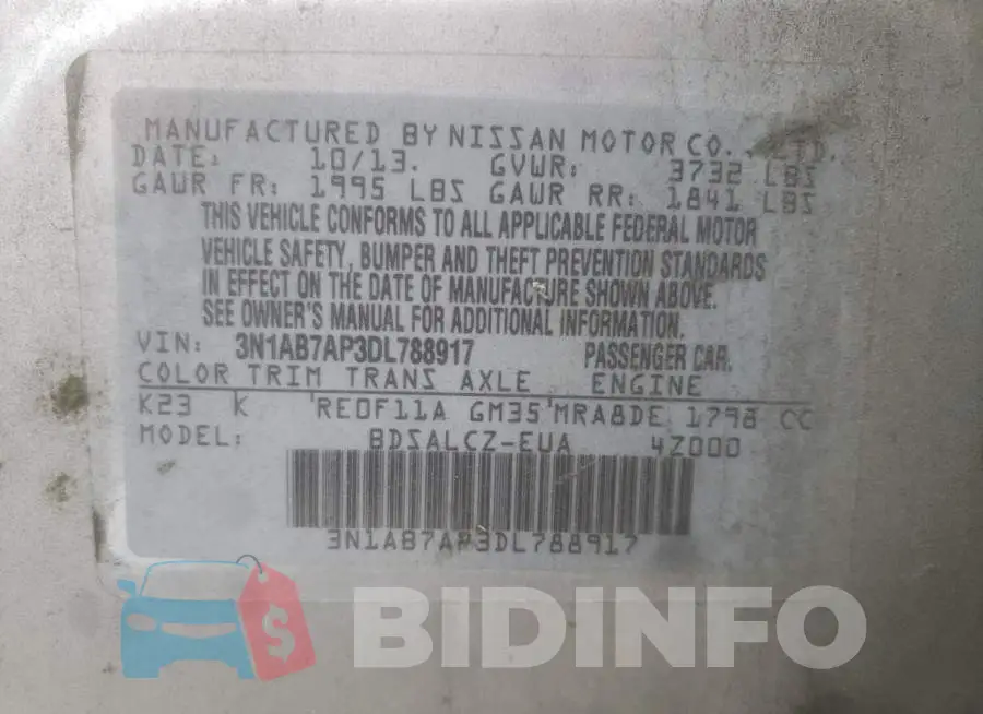3N1AB7AP3DL788917 Photo# 12
