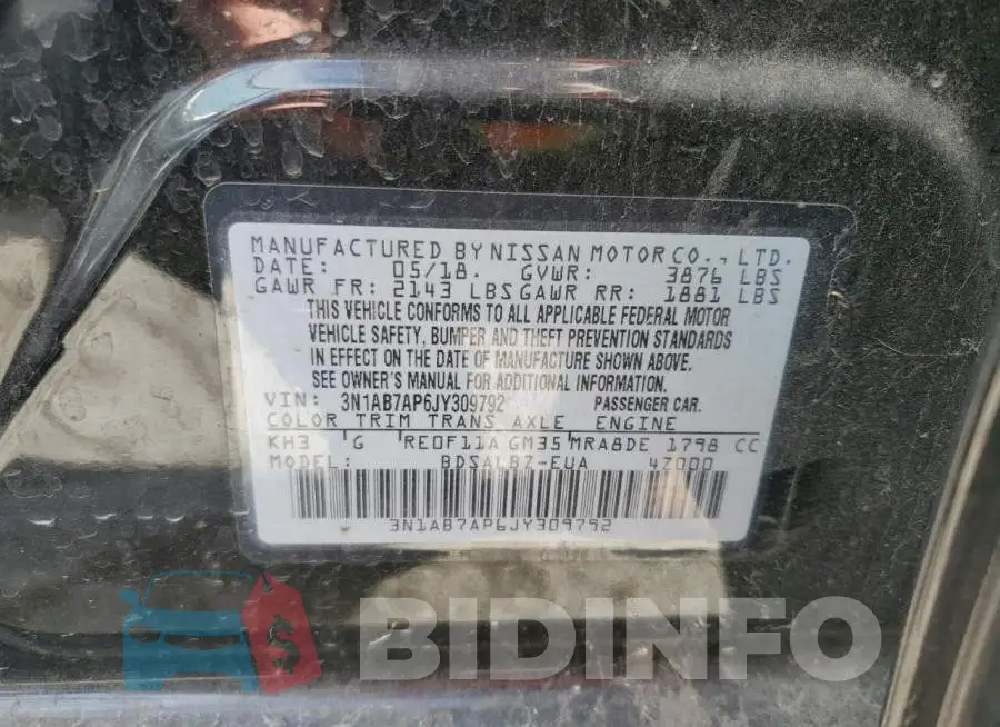 3N1AB7AP6JY309792 Photo# 12