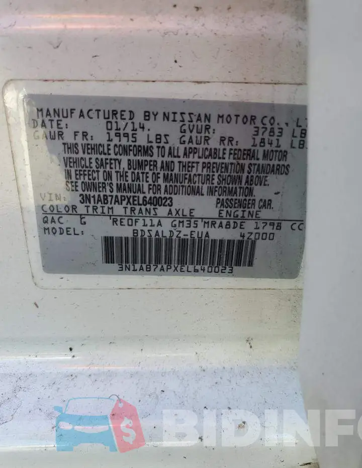 3N1AB7APXEL640023 Photo# 12