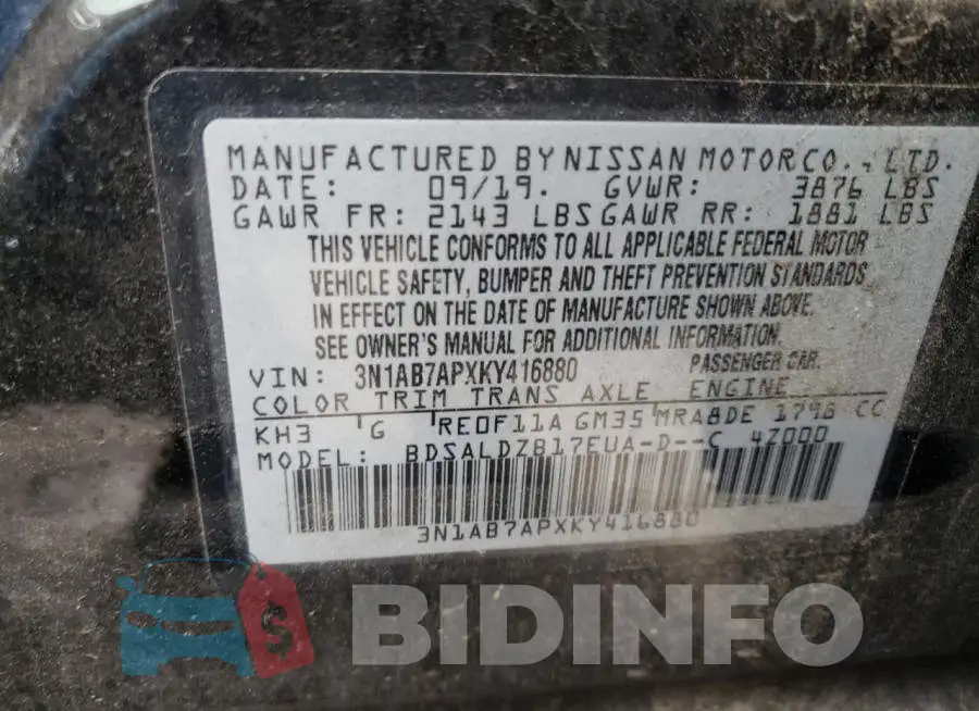 3N1AB7APXKY416880 Photo# 10