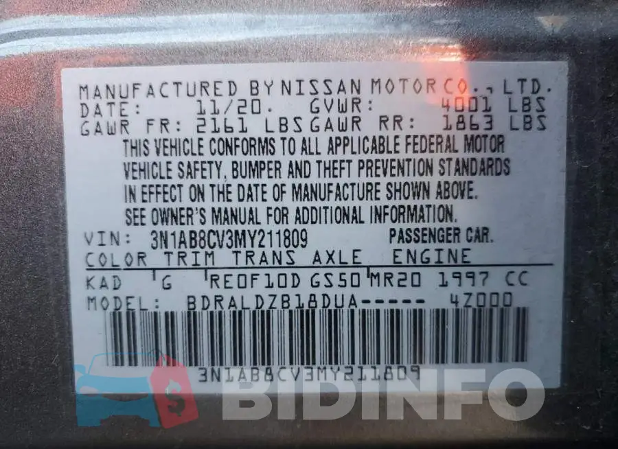 3N1AB8CV3MY211809 Photo# 13