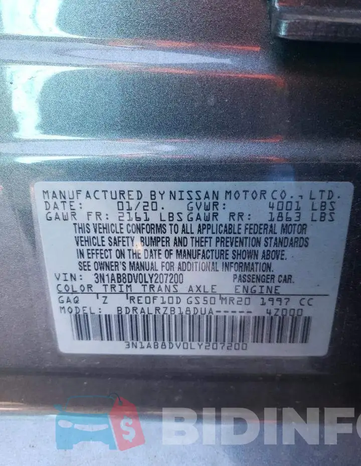3N1AB8DV0LY207200 Photo# 10