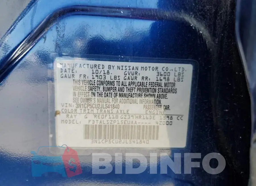 3N1CP5CU2JL541840 Photo# 10