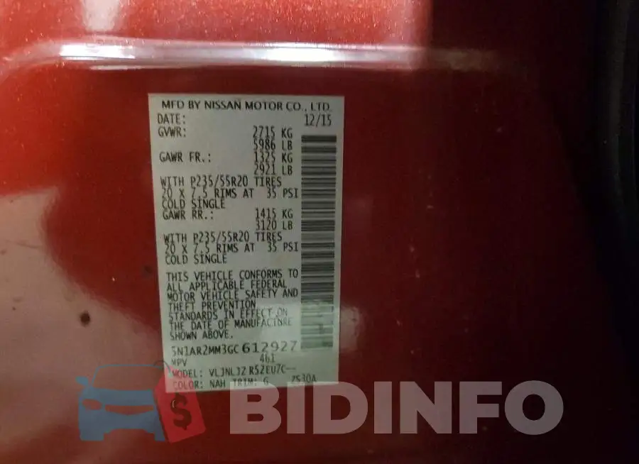 5N1AR2MM3GC612927 Photo# 14