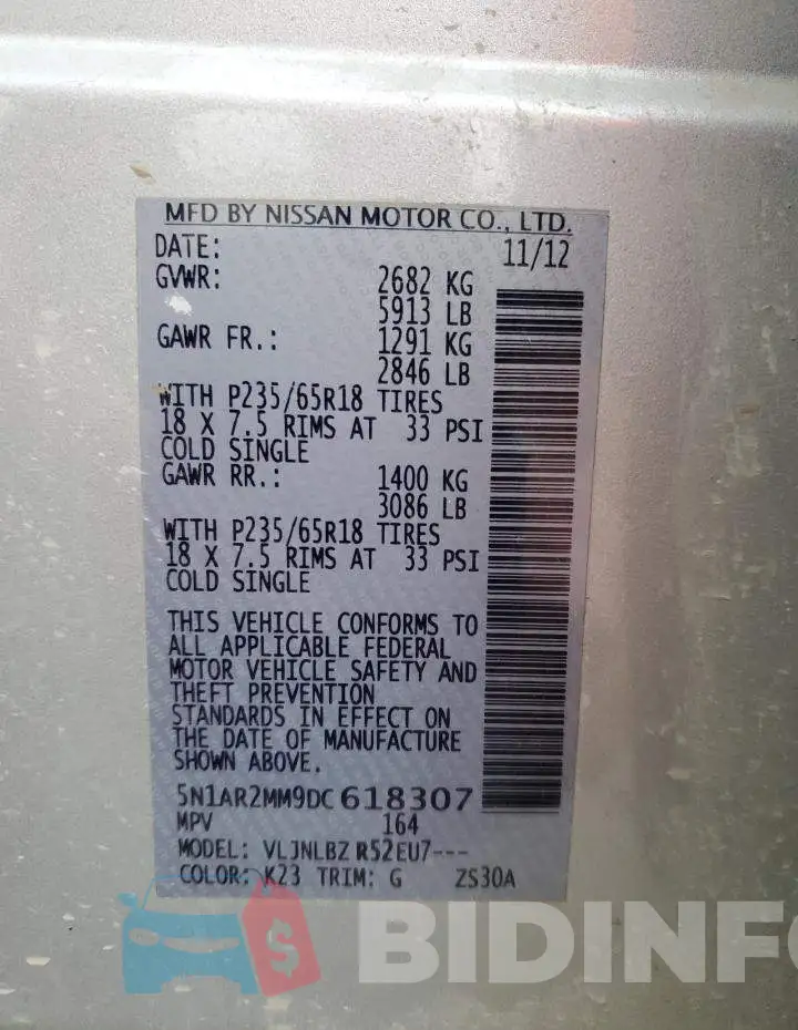 5N1AR2MM9DC618307 Photo# 10