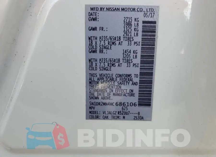 5N1DR2MN4HC686106 Photo# 10
